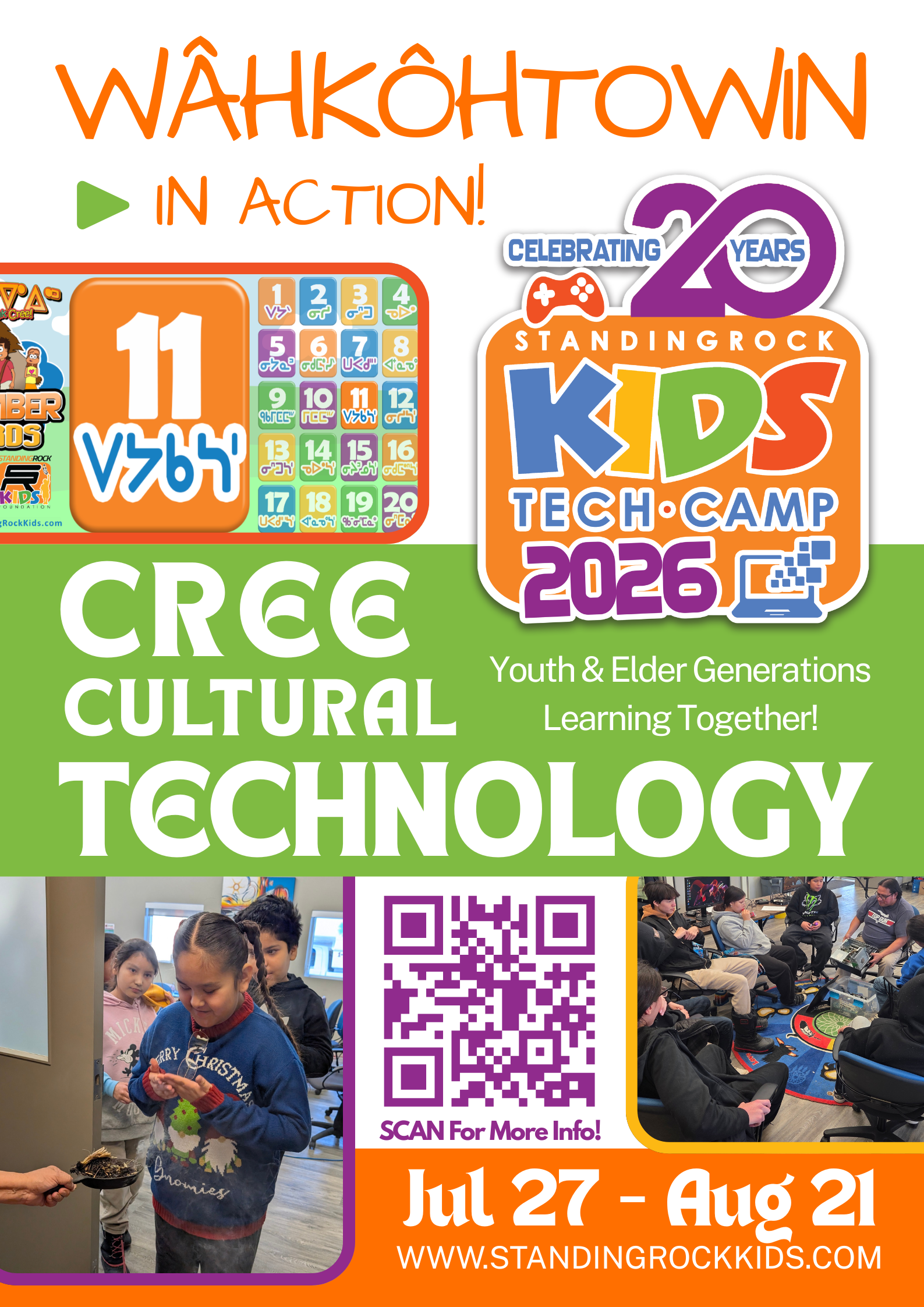 Poster - Wâhkôhtowin in Action! Cultural Tech w QR